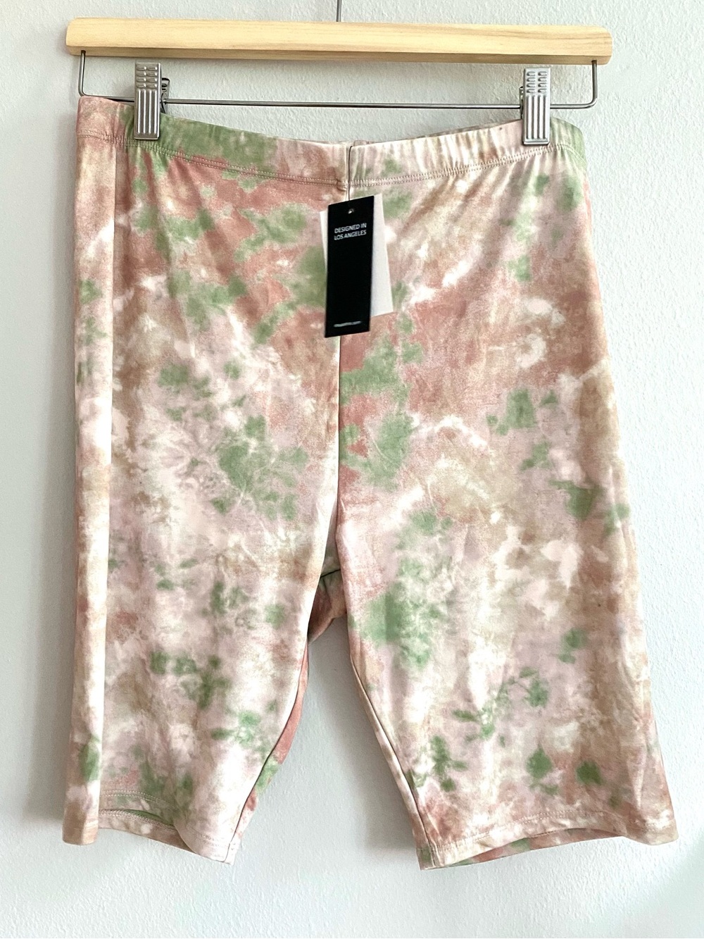 AFRM Tie-Dye Bike Shorts Stretchy Green Brown Camo Medium New Nordstrom